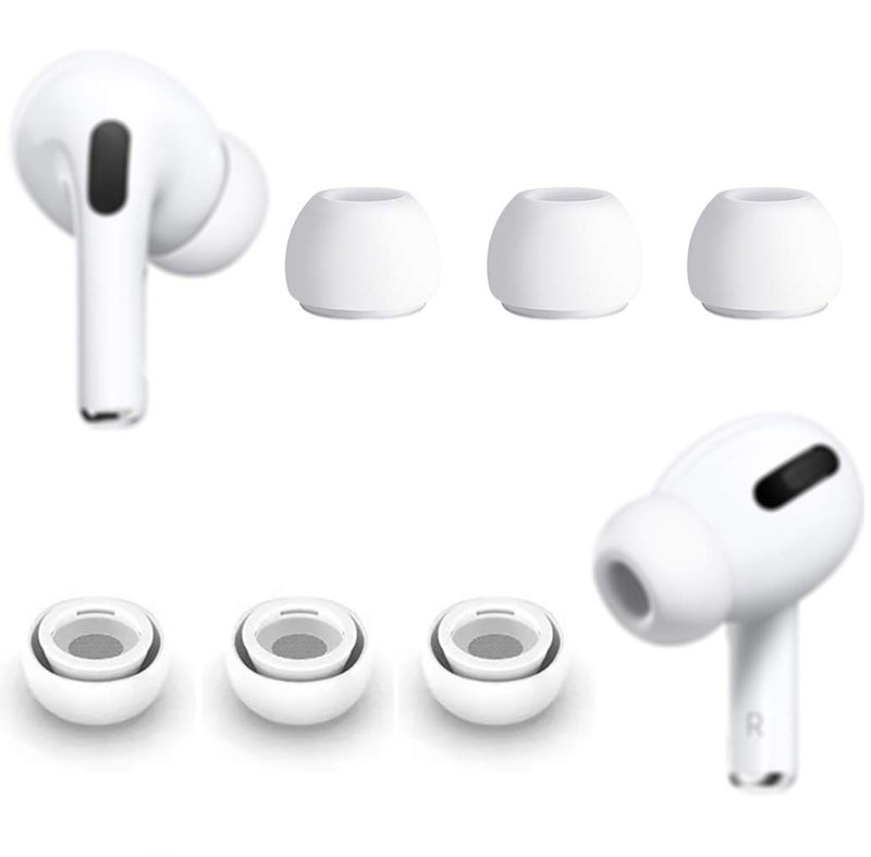 ALXCD 3 Pairs Ear Tips Replacement for AirPods Pro Headphones, Silicon Earbud Tips Eargel Replacement, for AirPods Pro [White Medium Size] - Image 1